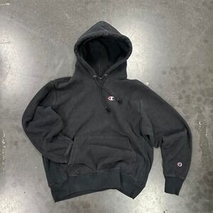 vintage 2000's Champion black reverse weave hoodie Sz Lg